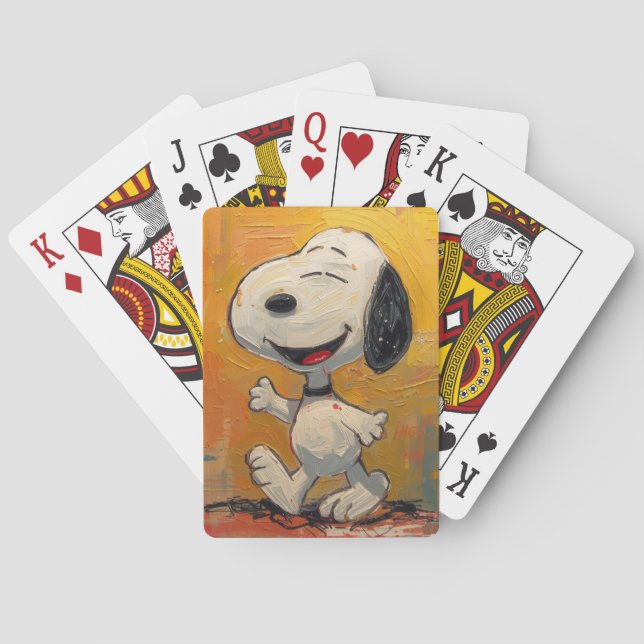 Baraja De Cartas Pintura Pop Art de Perro Beagle Alegre (Reverso)