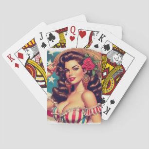 Baraja De Cartas Pintura Retro de Mujer Hermosa