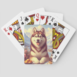 Baraja De Cartas Pintura retro siberiana Husky