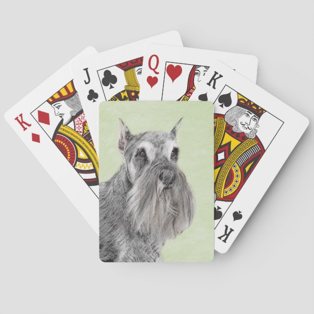 Baraja De Cartas Pintura Schnauzer (gigante, estándar) - Arte de pe (Reverso)