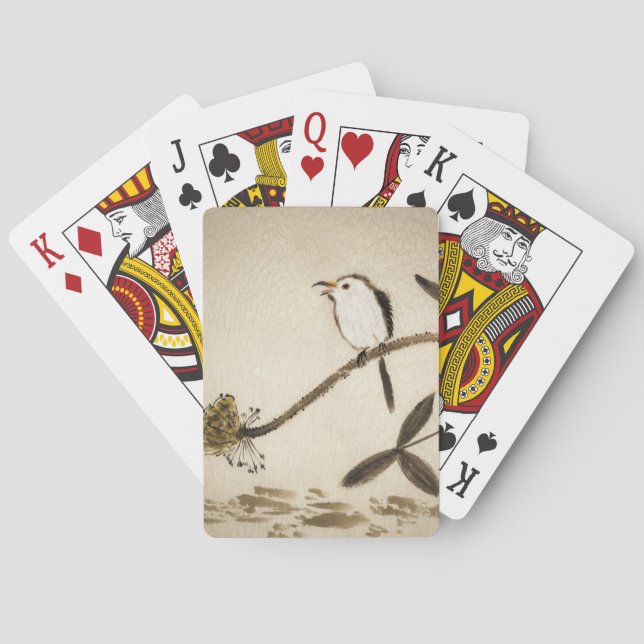 Baraja De Cartas Pintura tradicional china de tinta con aves (Reverso)