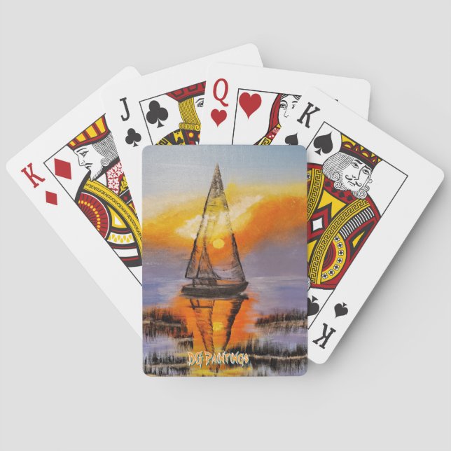 Baraja De Cartas Pinturas DG Amanecer Velero  (Reverso)