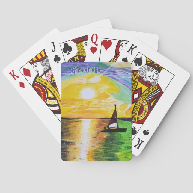 Baraja De Cartas Pinturas DG Atardecer Vela (Reverso)