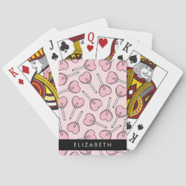 Baraja De Cartas Pirulís rosados, pirulís con forma de corazón, pir