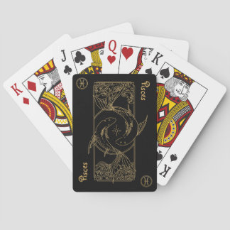 Baraja De Cartas Pisces Zodiac Gold y Black Design