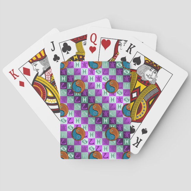 Baraja De Cartas Piscis y Cerdo de Madera (Reverso)