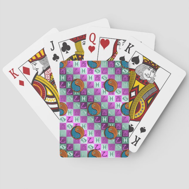 Baraja De Cartas Piscis y Gallo de Madera (Reverso)