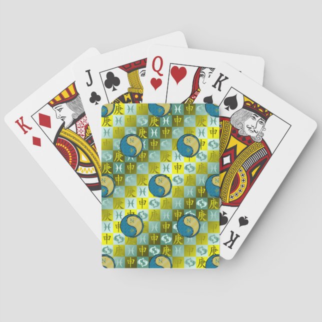 Baraja De Cartas Piscis y Mono de Metal (Reverso)