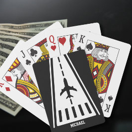 Baraja De Cartas Pista de aterrizaje de avión de cumpleaños en blan