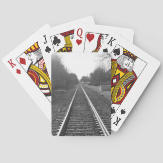 Baraja De Cartas Pista de ferrocarril blanco y negro