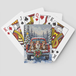 Baraja De Cartas Pitbull Camión Rojo de Navidad Fiesta
