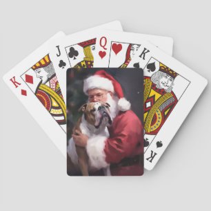 Baraja De Cartas Pitbull con Santa Claus Festivo de Navidad