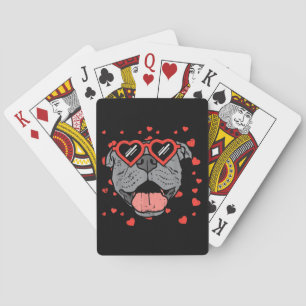 Baraja De Cartas Pitbull Face Glasses Día de San Valentín Mascota P