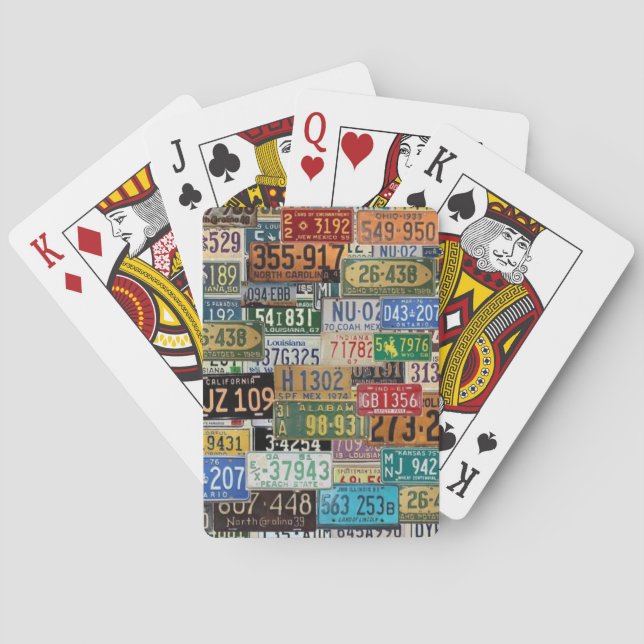 Baraja De Cartas Placas de licencia de época (Reverso)