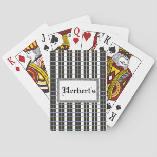 Baraja De Cartas Plaid-Conservative-Monogram-Black-Silver