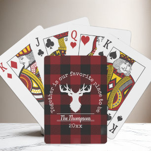 Baraja De Cartas Plaid de Búfalo Rojo y Negro Personalizado