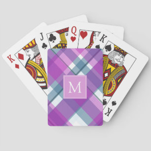 Baraja De Cartas Plaid Monograma Morado Claro