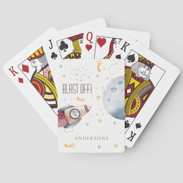 Baraja De Cartas Planetas estelares del espacio exterior lindo Mono (Reverso)