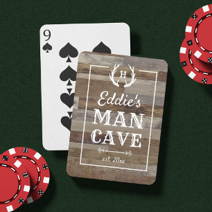 Baraja De Cartas Plano de madera rústico   Cueva de hombre personal