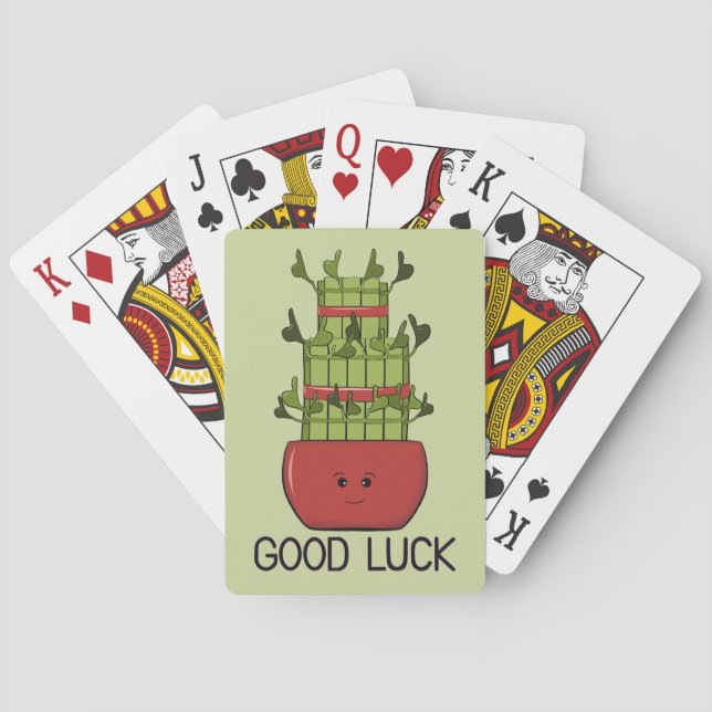 Baraja De Cartas Planta de Bambú Afortunado con Saludo (Reverso)