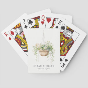 Baraja De Cartas Plantas colgantes de la casa floral acuarela Botán