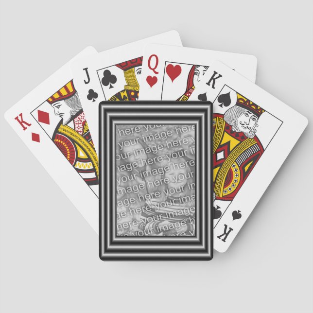 Baraja De Cartas Plantilla de fotograma de borde negro y plateado (Reverso)