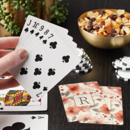 Baraja De Cartas Plantilla de Monograma de Flor Bonita Personalizad