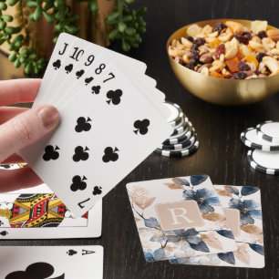 Baraja De Cartas Plantilla de Monograma de Flor Bonita Personalizad