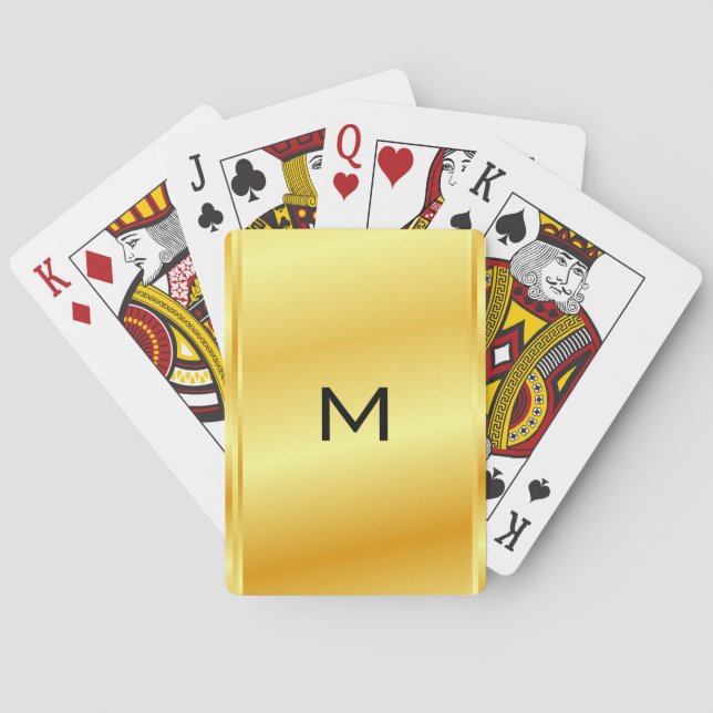 Baraja De Cartas Plantilla de nombre de monograma Aspecto metálico  (Reverso)