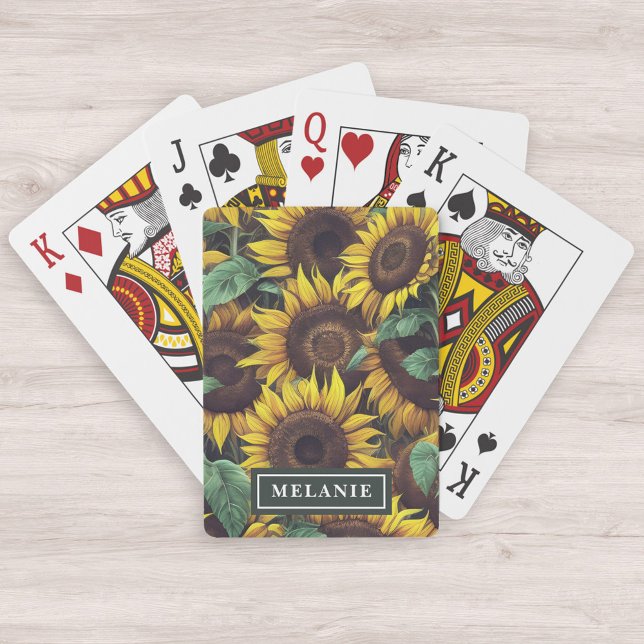 Baraja De Cartas Plantilla de nombre personalizado de girasoles de  (Subido por el creador)