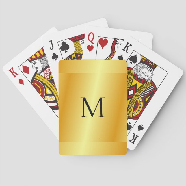 Baraja De Cartas Plantilla Gold Metallic Look Monograma Nombre mode (Reverso)