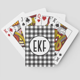 Baraja De Cartas Plaqué negro y blanco con monograma personalizado