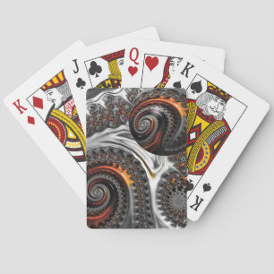 Baraja De Cartas Plata y Naranja Mandelbrot con Esfera