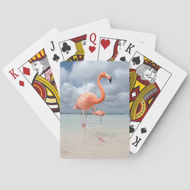 Baraja De Cartas Playa Aruba de los flamencos (Reverso)