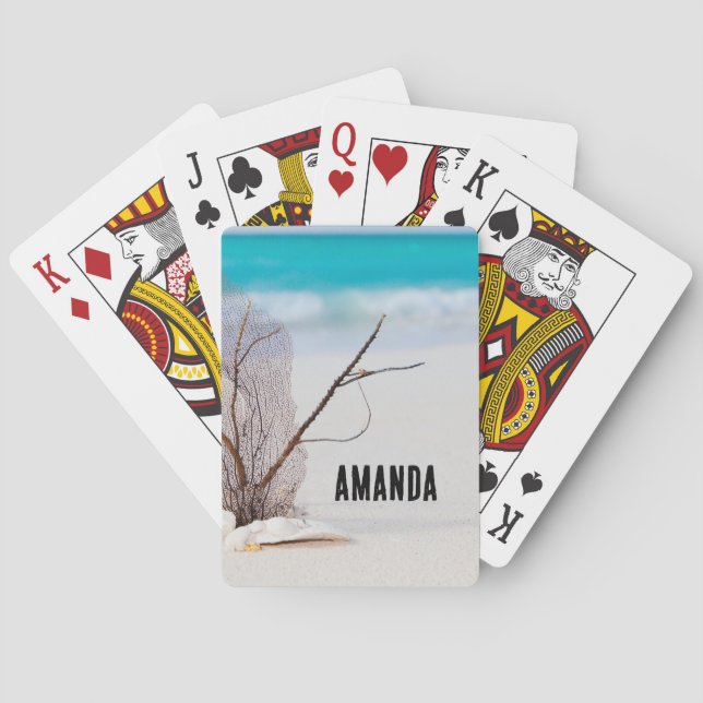 Baraja De Cartas Playa de arena con cascadas blancas (Reverso)