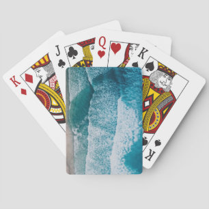 Baraja De Cartas Playa de arena de las olas del océano azul