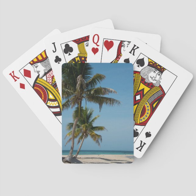 Baraja De Cartas Playa de palmeras y arena blanca (Reverso)