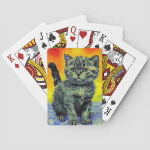 Baraja De Cartas Playa de Sunset Cat Style Van Gogh