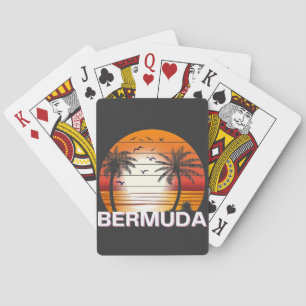 Baraja De Cartas Playa de verano de las Palmeras Vintage de Bermuda