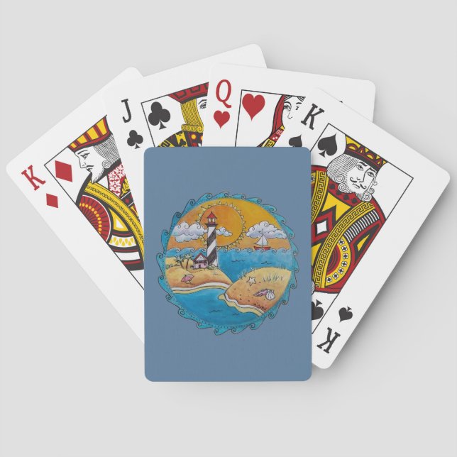 Baraja De Cartas Playa de verano divertida costa soleada (Reverso)