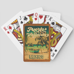 Baraja De Cartas Playa Mexicana Puerto Vallarta Palm Tree Retro 80