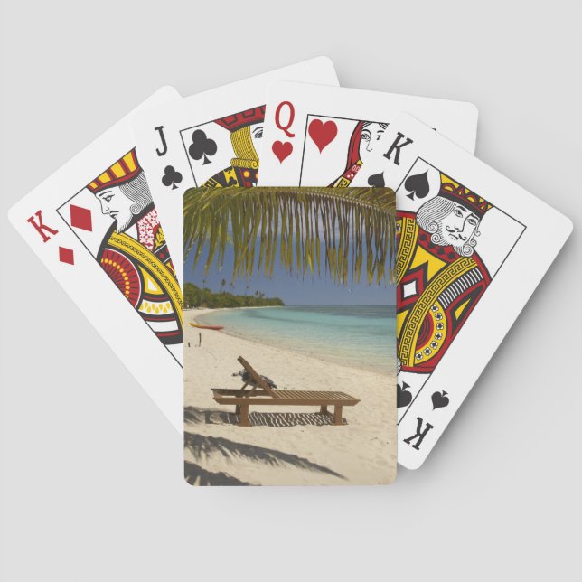 Baraja De Cartas Playa, palmeras y reposera (Reverso)