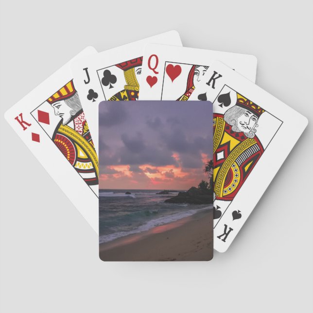 Baraja De Cartas Playa romántica en Dusk (Reverso)