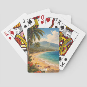 Baraja De Cartas Playa Tropical Ka'anapali Maui Viajes Vintage
