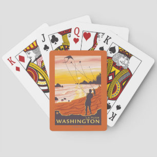 Baraja De Cartas Playa y cometas - empuje del La, Washington