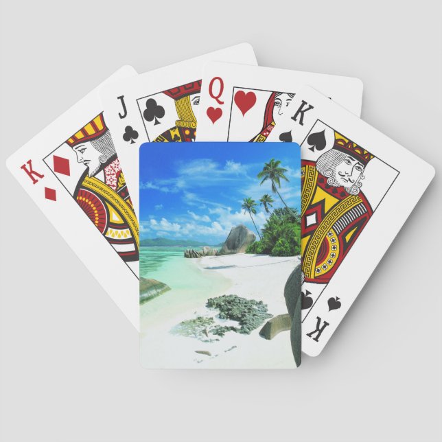 Baraja De Cartas Playas tropicales | Isla de la Digue (Reverso)