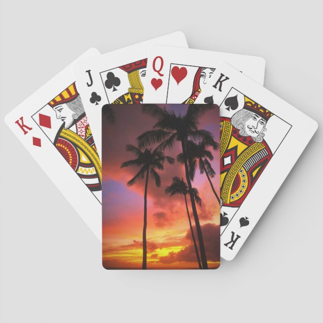 Baraja De Cartas Playas tropicales | Islas Maui Hawaii (Reverso)