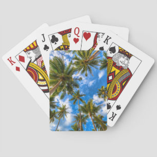 Baraja De Cartas Playas tropicales   Palmeras en cielo azul