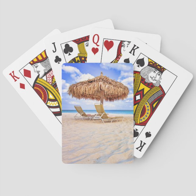 Baraja De Cartas Playas tropicales | Playa de arena de Aruba (Reverso)