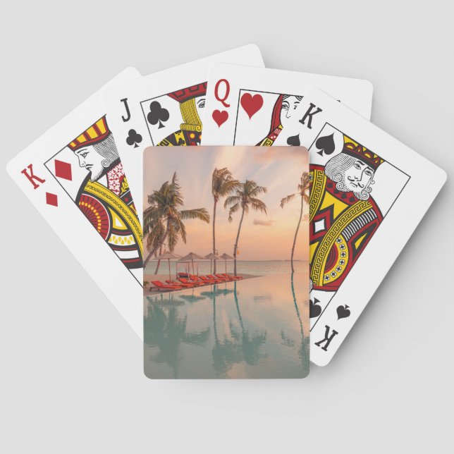 Baraja De Cartas Playas tropicales | Playa y piscina tropical de Ma (Reverso)